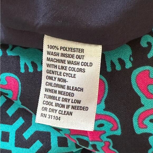 Crown & Ivy Dress Shift 3/4 Sleeve Geo Elephant Print Navy Turquoise Pink Size 8 - Picture 11 of 12